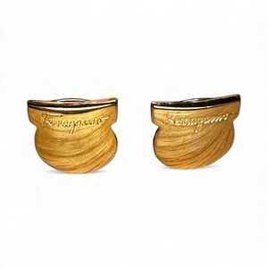 Salvatore Ferragamo Vintage Gold-Plated Textured Clip-On Earrings